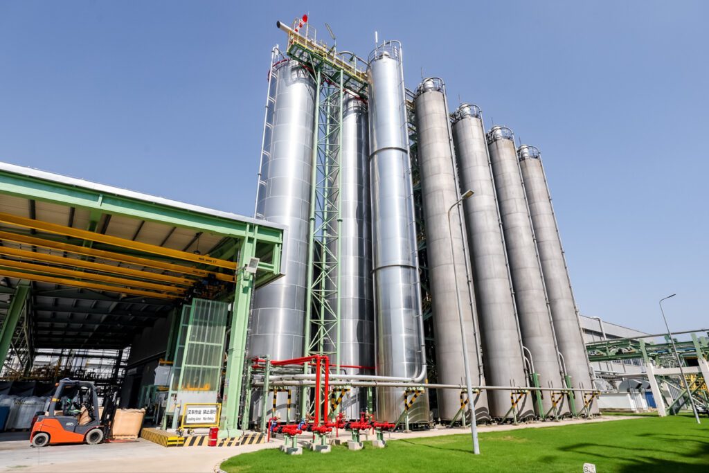 View of the new production facility for compounding mechanically recycled polycarbonate in Shanghai.